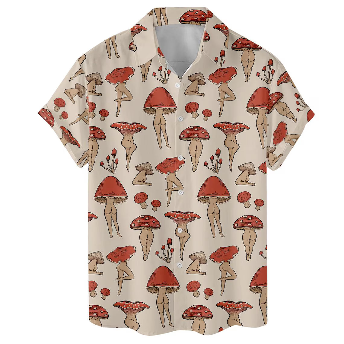 Mushroom Hawaiian Shirt for Men, Funny Novelty Print