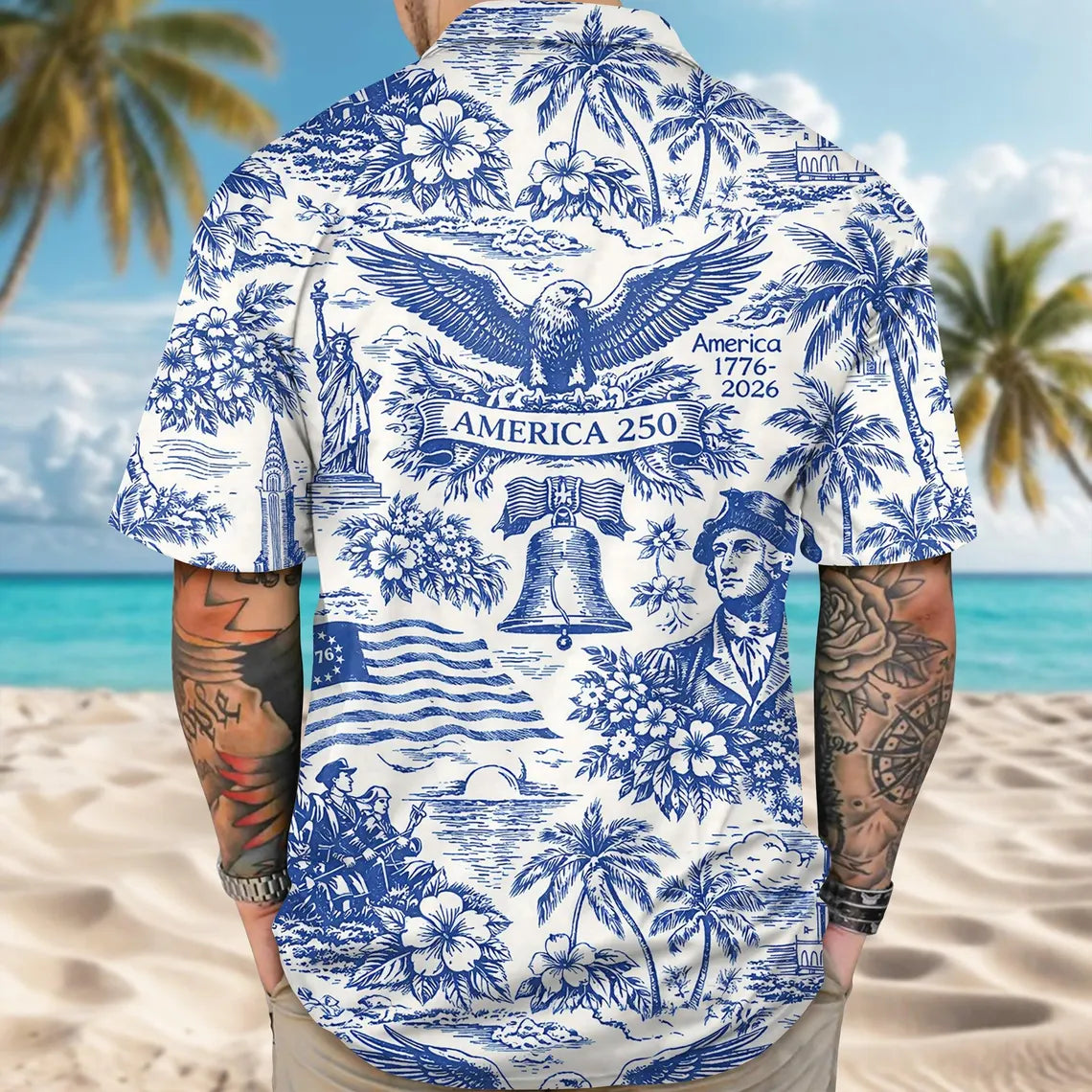America 250 Years of America Celebration Button Hawaiian Shirt