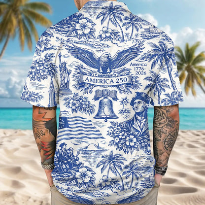 America 250 Years of America Celebration Button Hawaiian Shirt