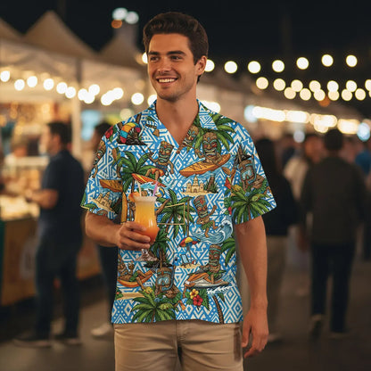 Tiki Tribal Hawaiian Shirt, Tropical Island Summer Beach Wear