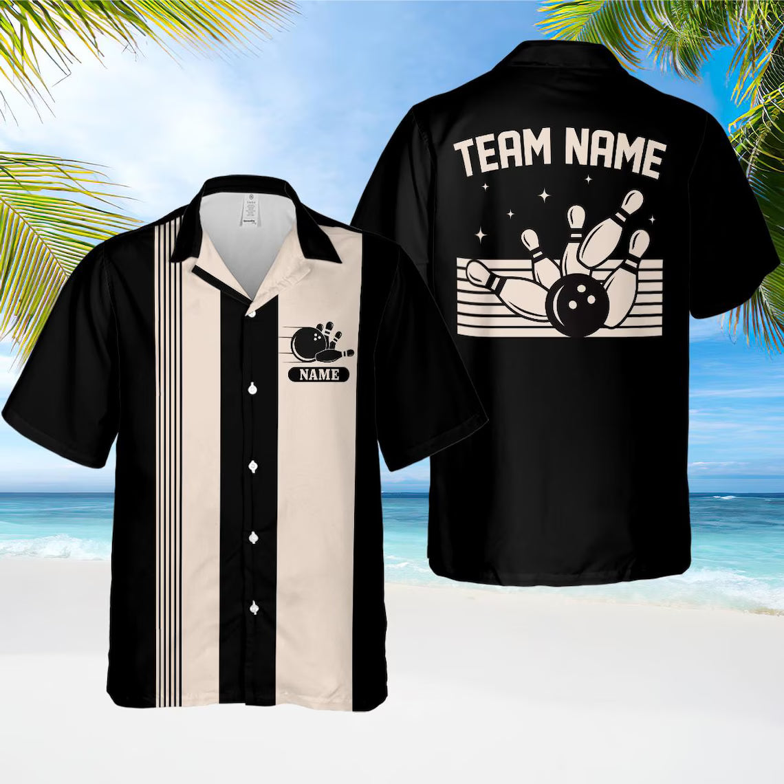 Personalized Retro Bowling Hawaiian Shirt, Custom Name Button Down Shirt