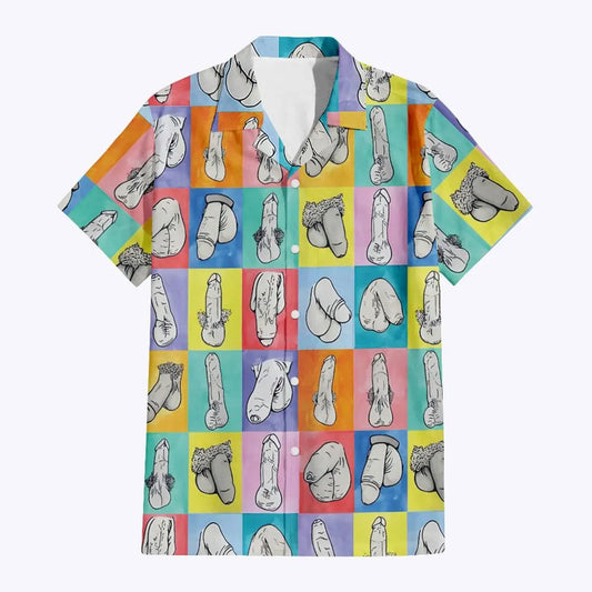 Funny Color Block Hard Big Dick Penis Hawaiian Shirt