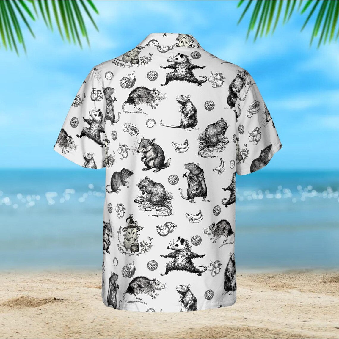 Funny Opossum Hawaiian Shirt, Weird Animal Aloha Beach Style Button Down