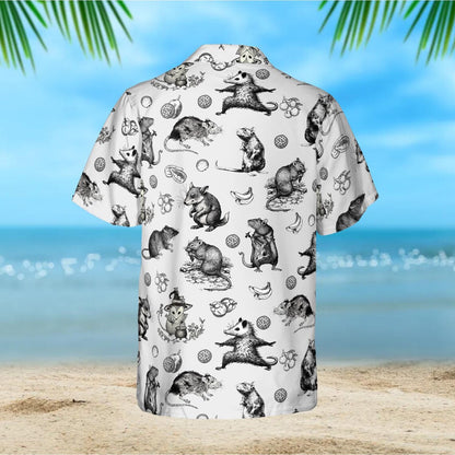 Funny Opossum Hawaiian Shirt, Weird Animal Aloha Beach Style Button Down
