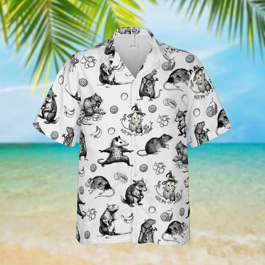 Funny Opossum Hawaiian Shirt, Weird Animal Aloha Beach Style Button Down