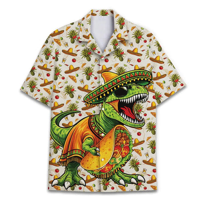 Dinosaur Taco Hawaiian Shirt, Men's Cinco de Mayo Fiesta Beach Aloha Shirt