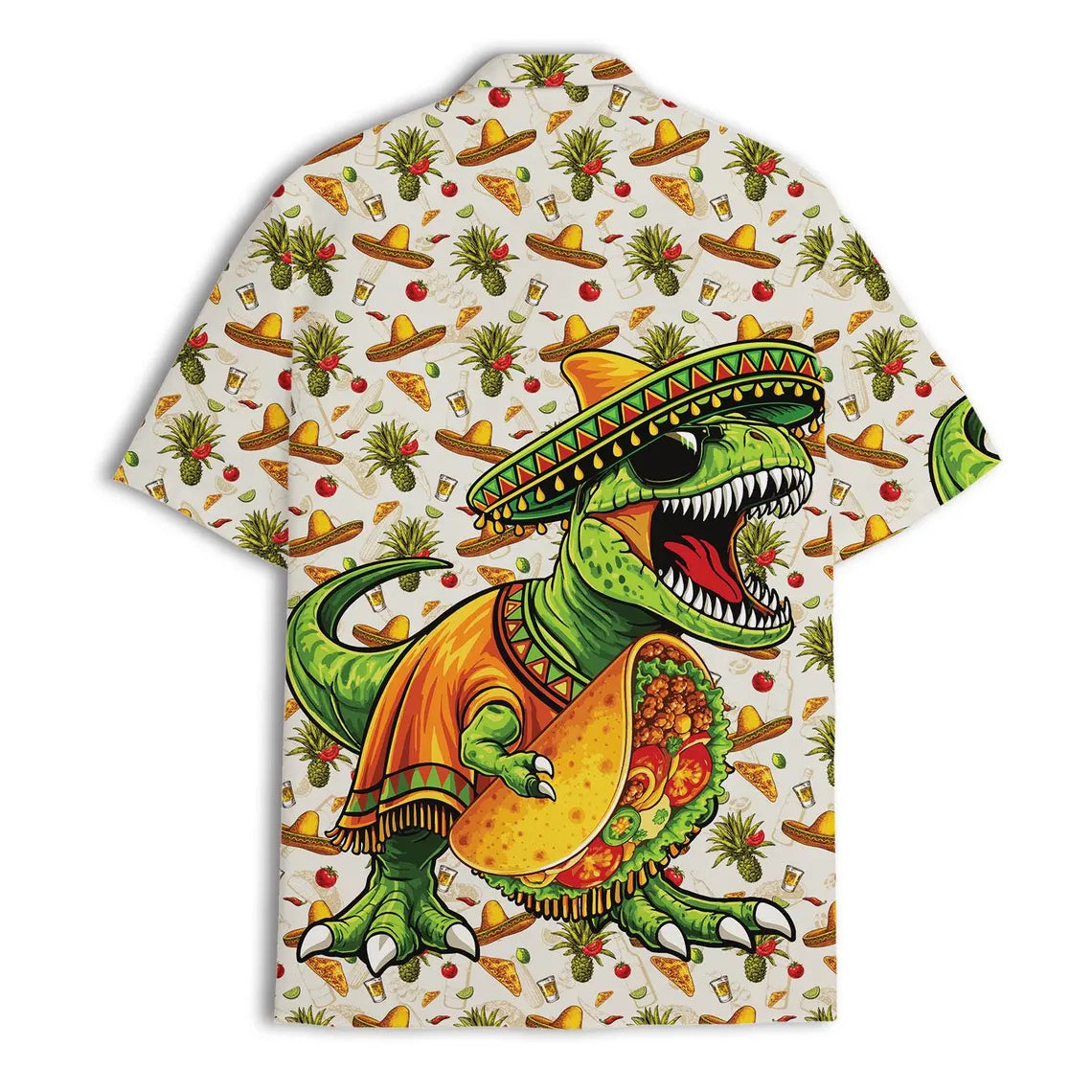 Dinosaur Taco Hawaiian Shirt, Men's Cinco de Mayo Fiesta Beach Aloha Shirt