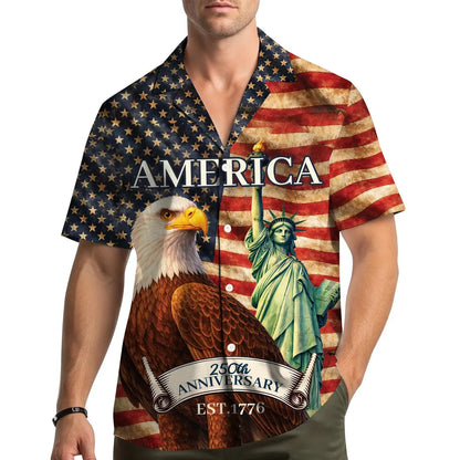 Happy Fourth of July Hawaiian Shirt Adult Youth, Patriotic Aloha Shirt Button Up