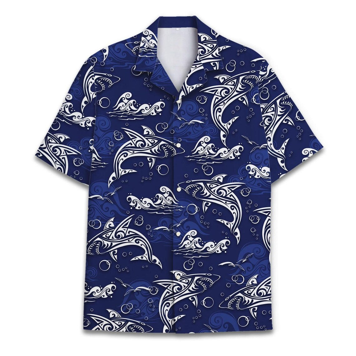 Shark Hawaiian Shirt: Retro Surfing Print, Blue Ocean Tropical Shirt