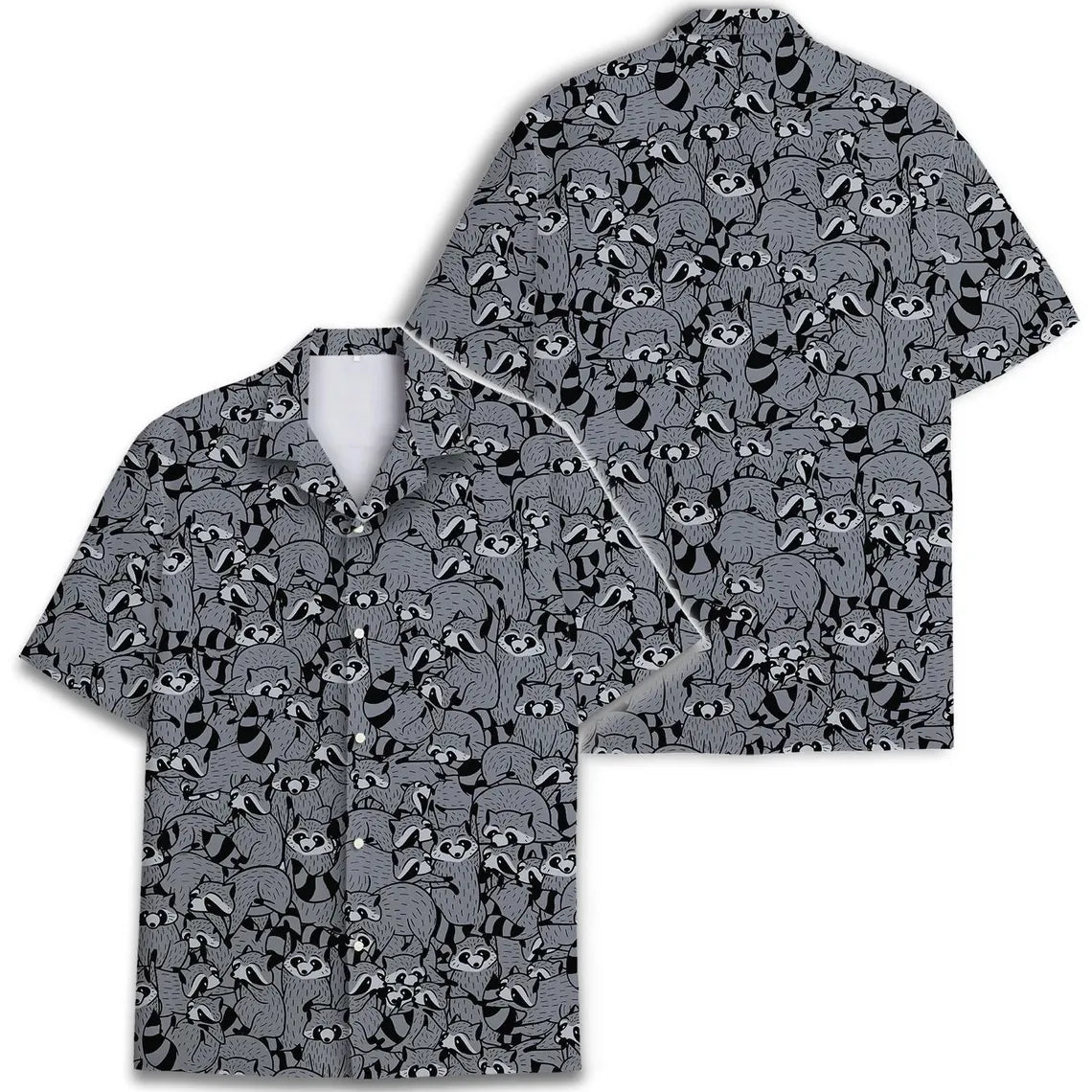 Funny Raccoon Hawaiian Shirt, Tropical Button Down, Summer Beach Shirt