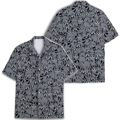 Funny Raccoon Hawaiian Shirt, Tropical Button Down, Summer Beach Shirt