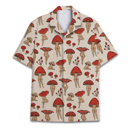 Mushroom Hawaiian Shirt for Men, Funny Novelty Print