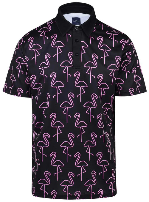 Neon Flamingos Mens Golf Polo Shirt by ReadyGOLF