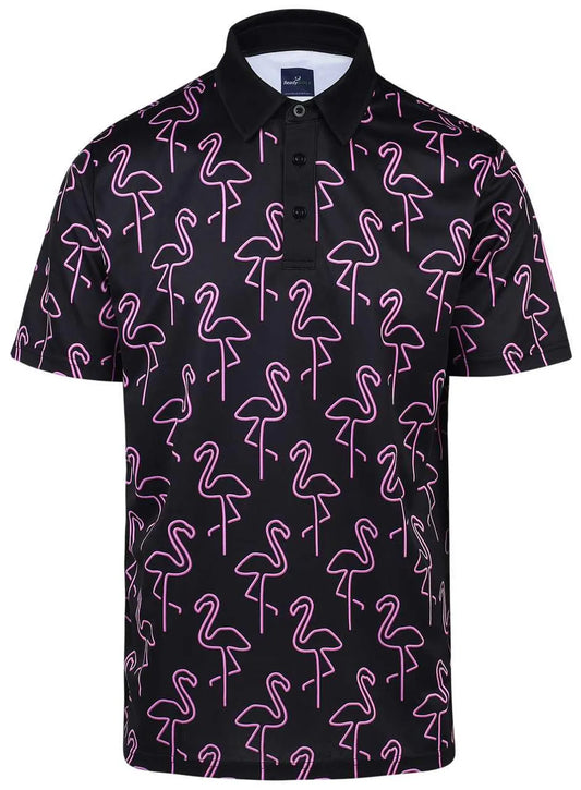 Neon Flamingos Mens Golf Polo Shirt by ReadyGOLF