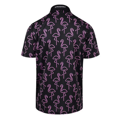 Neon Flamingos Mens Golf Polo Shirt by ReadyGOLF
