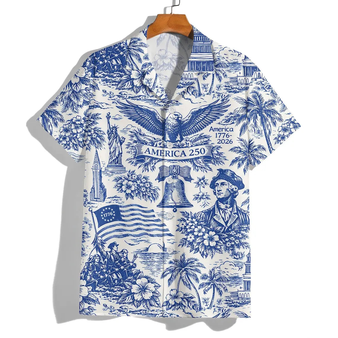 America 250 Years of America Celebration Button Hawaiian Shirt