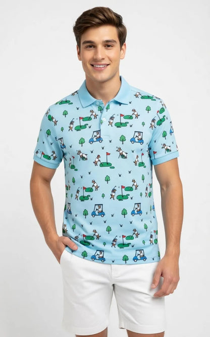 Dog Golf Polo Shirt, Vintage Golf Ball Polo, Golf Button Up, Retro Polo Shirt
