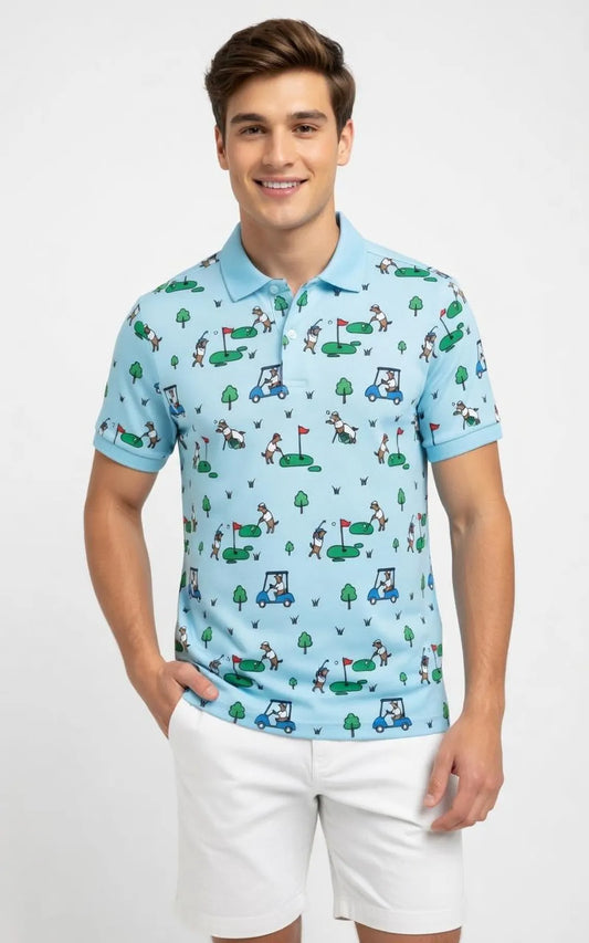 Dog Golf Polo Shirt, Vintage Golf Ball Polo, Golf Button Up, Retro Polo Shirt