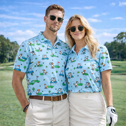 Dog Golf Polo Shirt, Vintage Golf Ball Polo, Golf Button Up, Retro Polo Shirt