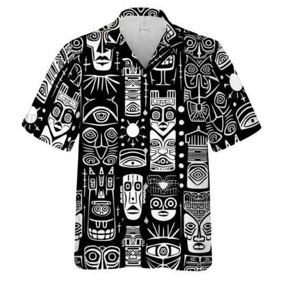 Abstract Tiki Face Hawaiian Shirt