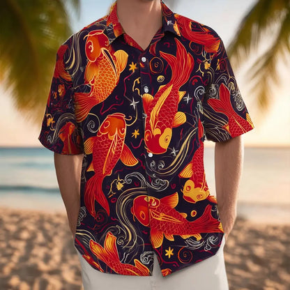 Koi Fish Hawaiian Shirt, Water Type Aloha, Beach Family Trip Shirt