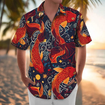 Koi Fish Hawaiian Shirt, Water Type Aloha, Beach Family Trip Shirt