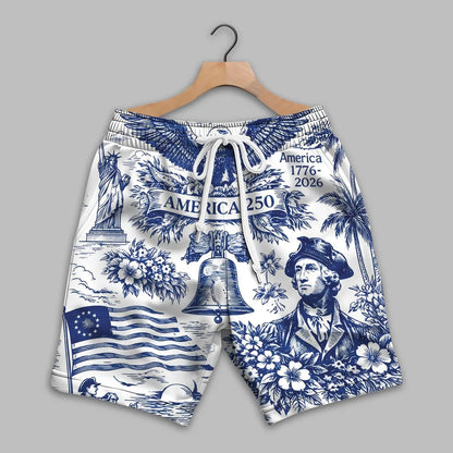 America 250 Years of America Celebration Button Hawaiian Shirt