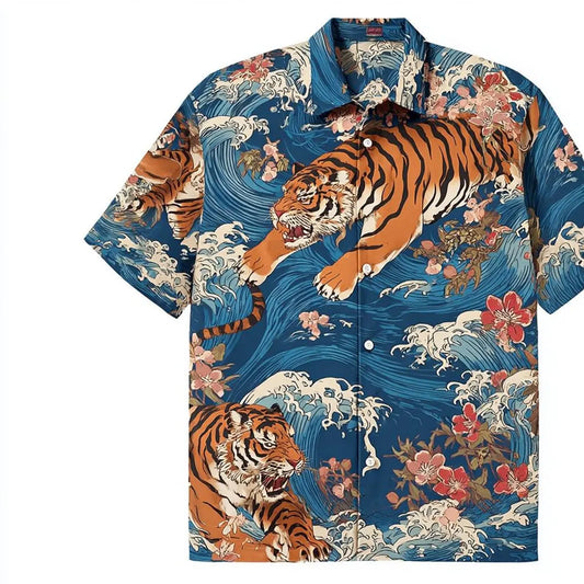 Teruhiko Shigaki Inspired Tiger Hawaiian Shirt, Family Trip Shirt, Vacation Hawaiian Shirt