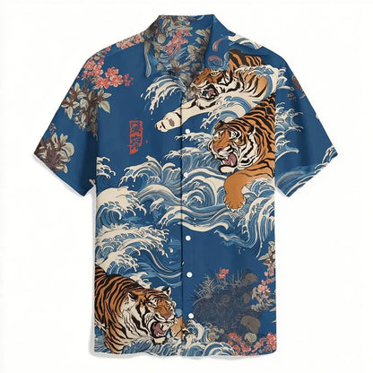 Teruhiko Shigaki Inspired Tiger Hawaiian Shirt, Family Trip Shirt, Vacation Hawaiian Shirt