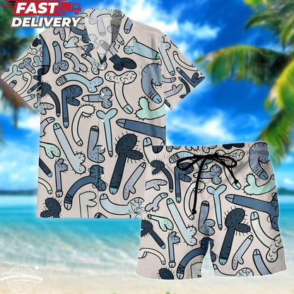 Rooster Sketch Hawaiian Shirt: Men's Aloha Button Down, Short Sleeve