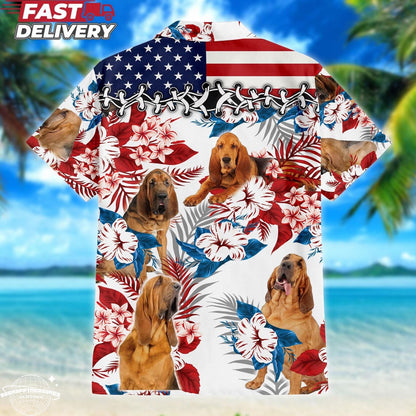 Personalized Dog Photo Hawaiian Shirt American Flag Aloha Shirt