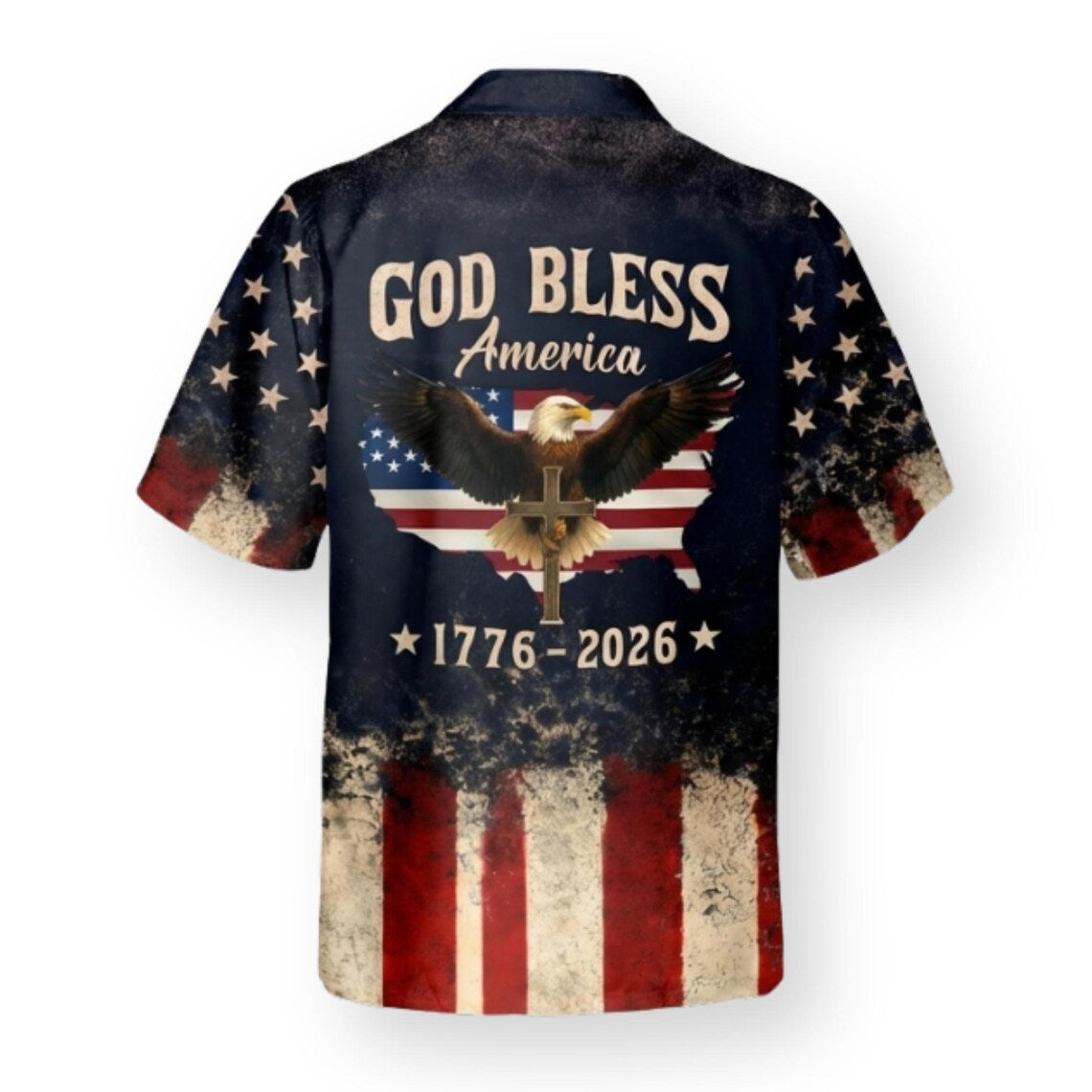 God Bless America Hawaiian Shirt, Patriotic Eagle Flag Button Up