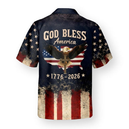God Bless America Hawaiian Shirt, Patriotic Eagle Flag Button Up