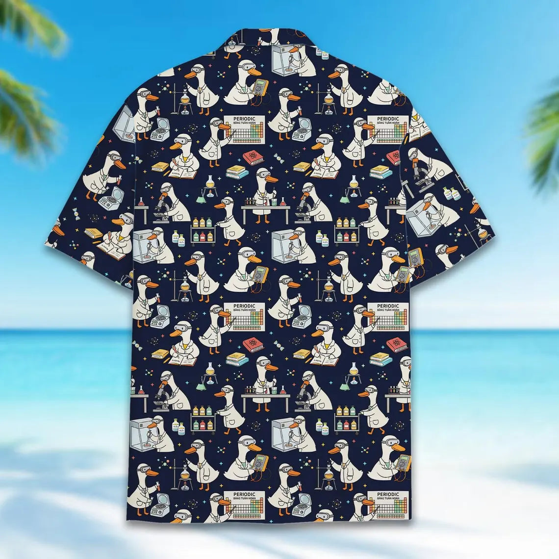 Funny Science Goose Hawaiian Shirt for Men Women Youth, Scientist Teacher Aloha Shirt, Chemistry Lab Button Down, Laboratory Scientist Gift