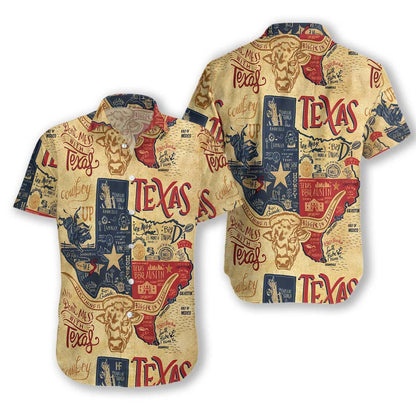 Don't Mess With Texas Longhorns Shirt, Casual Short Sleeve State Of Texas Hawaiian Shirt For Men
