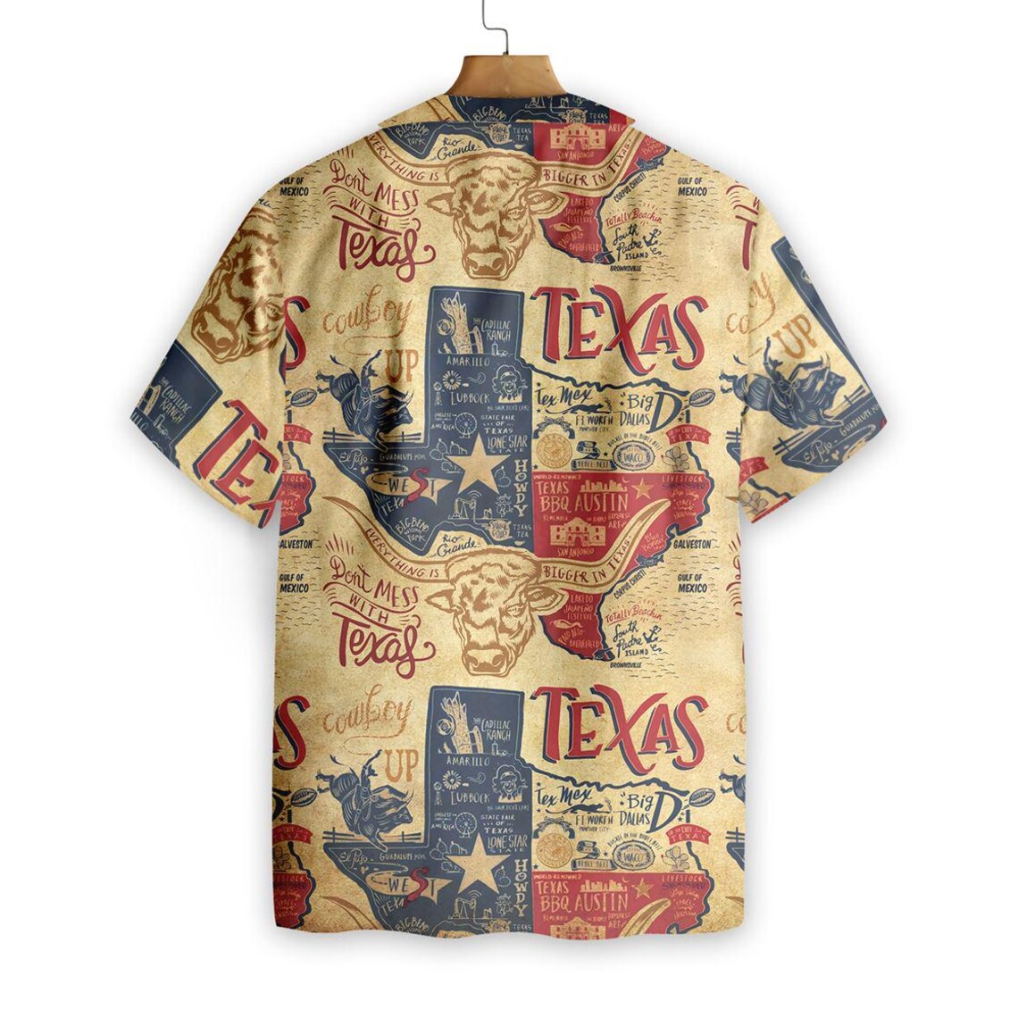 Don't Mess With Texas Longhorns Shirt, Casual Short Sleeve State Of Texas Hawaiian Shirt For Men