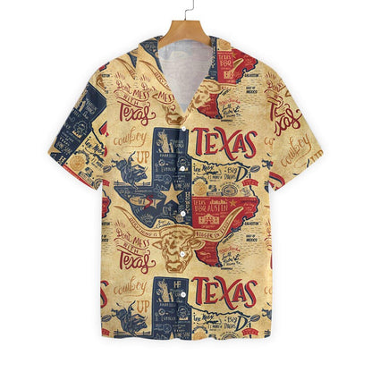Don't Mess With Texas Longhorns Shirt, Casual Short Sleeve State Of Texas Hawaiian Shirt For Men
