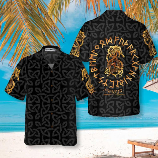 Fenrir Viking Hawaiian Shirt, Norse Mythology Shirt, Celtic Knot Shirt