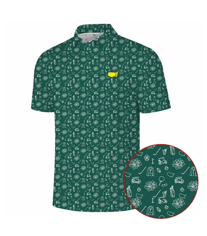 Golf Polo Shirt Masters Inspired, Augusta Green Pattern Polo, Men Golf Outfit Shirt