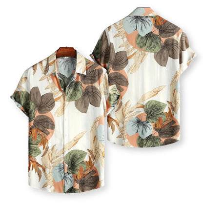 Men's Tropical Leaf Hawaiian Shirt, Casual Button Up Resort Shirt