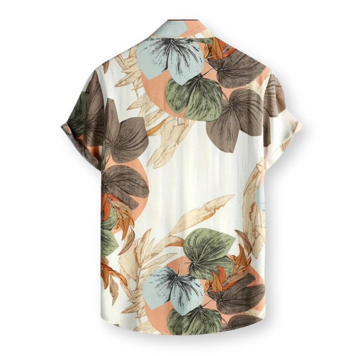 Men's Tropical Leaf Hawaiian Shirt, Casual Button Up Resort Shirt