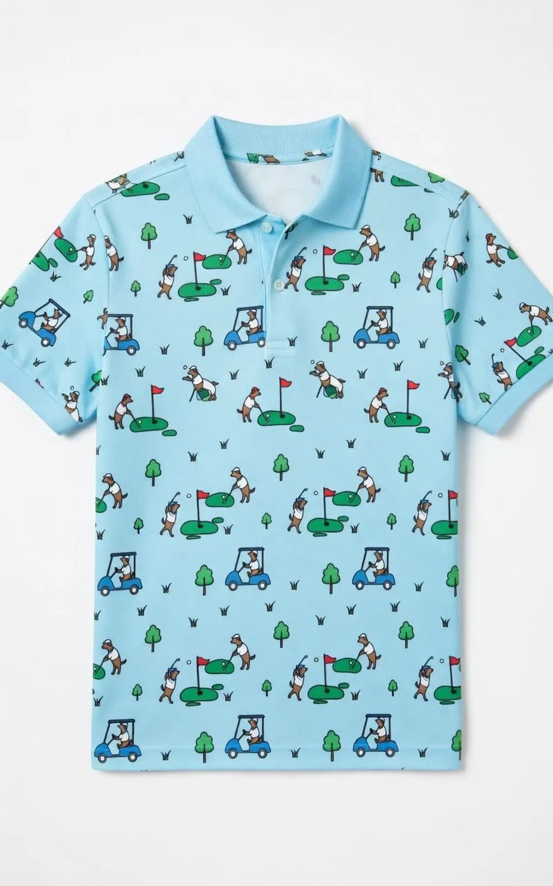 Dog Golf Polo Shirt, Vintage Golf Ball Polo, Golf Button Up, Retro Polo Shirt