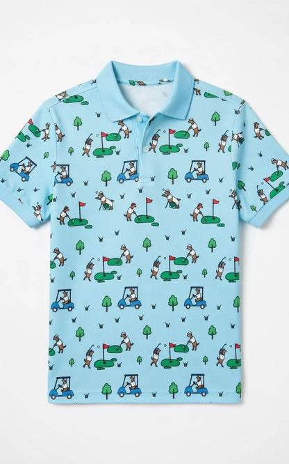 Dog Golf Polo Shirt, Vintage Golf Ball Polo, Golf Button Up, Retro Polo Shirt