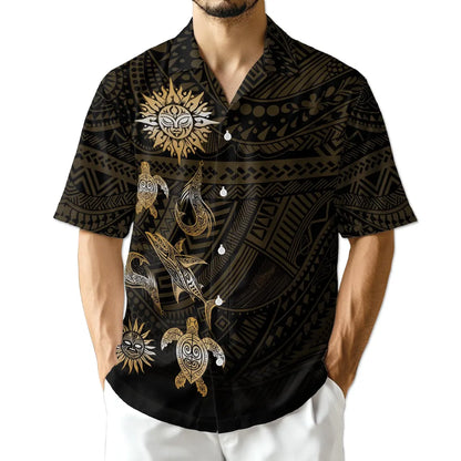 Polynesian Tribal Ocean Hawaiian Shirt, Unisex Aloha Beach Button Down