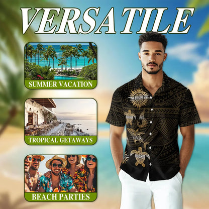 Polynesian Tribal Ocean Hawaiian Shirt, Unisex Aloha Beach Button Down