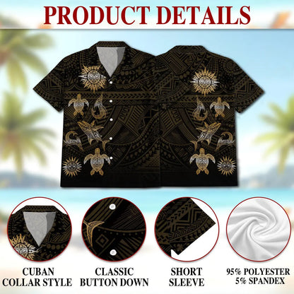 Polynesian Tribal Ocean Hawaiian Shirt, Unisex Aloha Beach Button Down