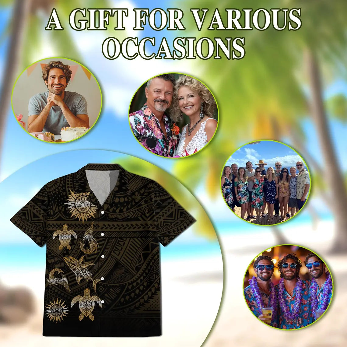 Polynesian Tribal Ocean Hawaiian Shirt, Unisex Aloha Beach Button Down