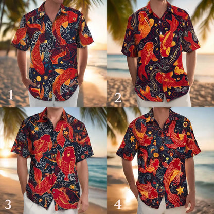 Koi Fish Hawaiian Shirt, Water Type Aloha, Beach Family Trip Shirt