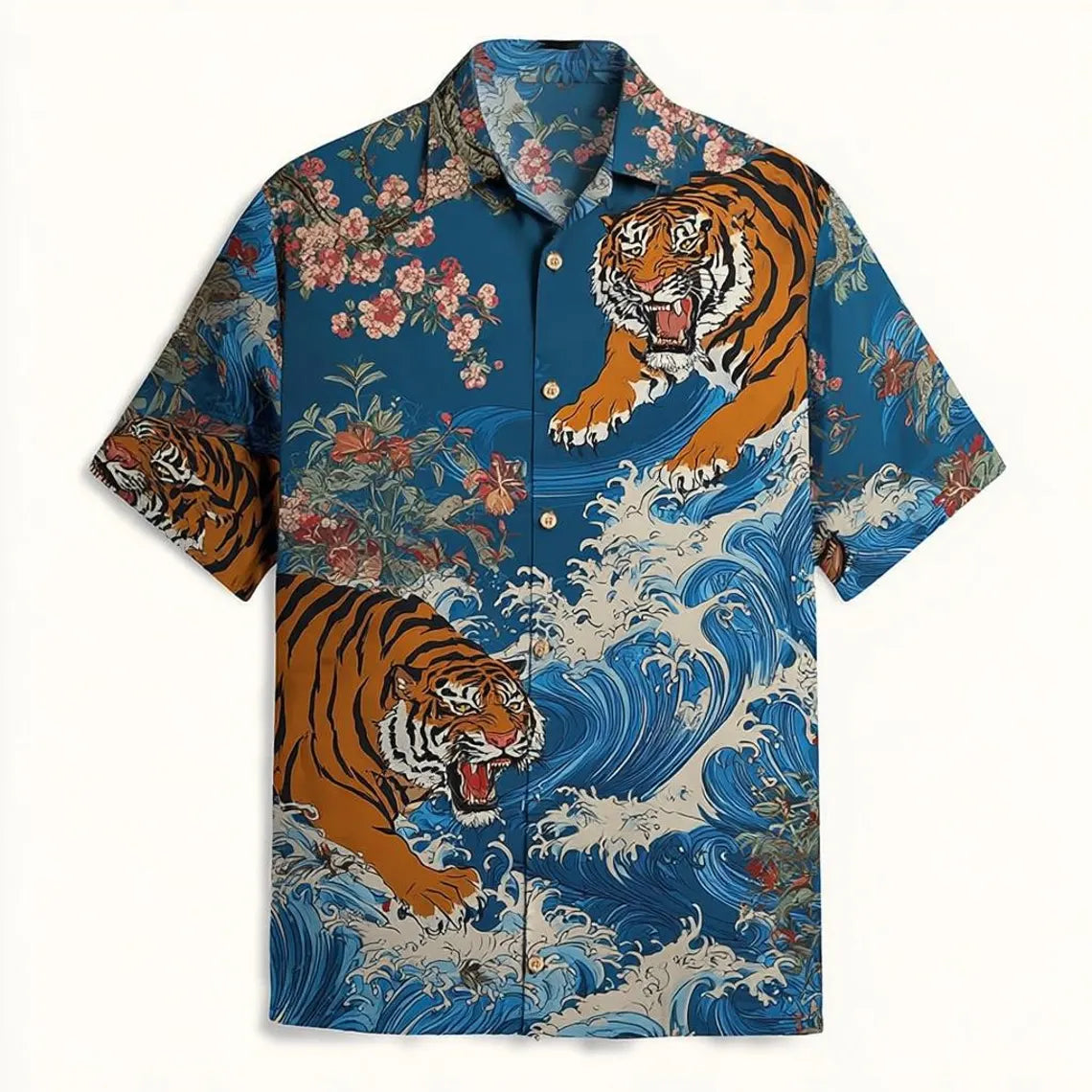 Teruhiko Shigaki Inspired Tiger Hawaiian Shirt, Family Trip Shirt, Vacation Hawaiian Shirt