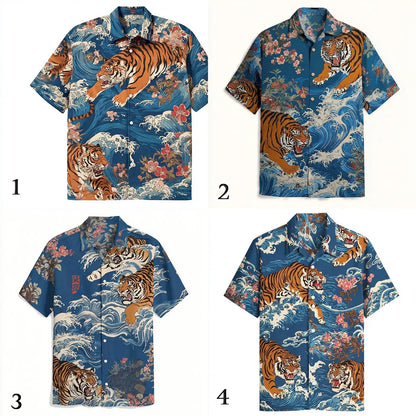 Teruhiko Shigaki Inspired Tiger Hawaiian Shirt, Family Trip Shirt, Vacation Hawaiian Shirt